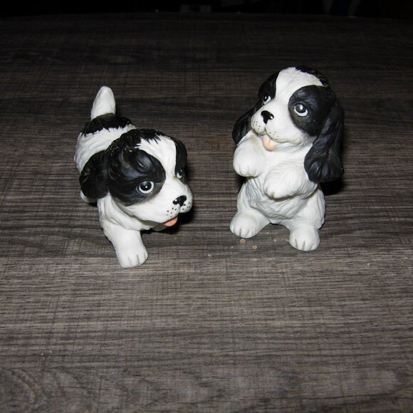 Home Interior HOMCO Set of 2 Black White DOG Figurines - Picture 1 of 6